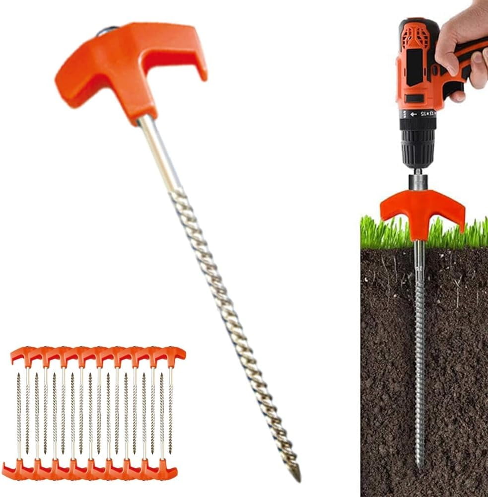 8 Screw in Tent Stakes Ground Anchors Screw in Tent Pegs Camping Stakes Metal Threaded Tent Spikes Hex Pegs Drillable Tent Stakes Screw in Tent Stakes Heavy Duty for Camping Inflatable Yard Decor