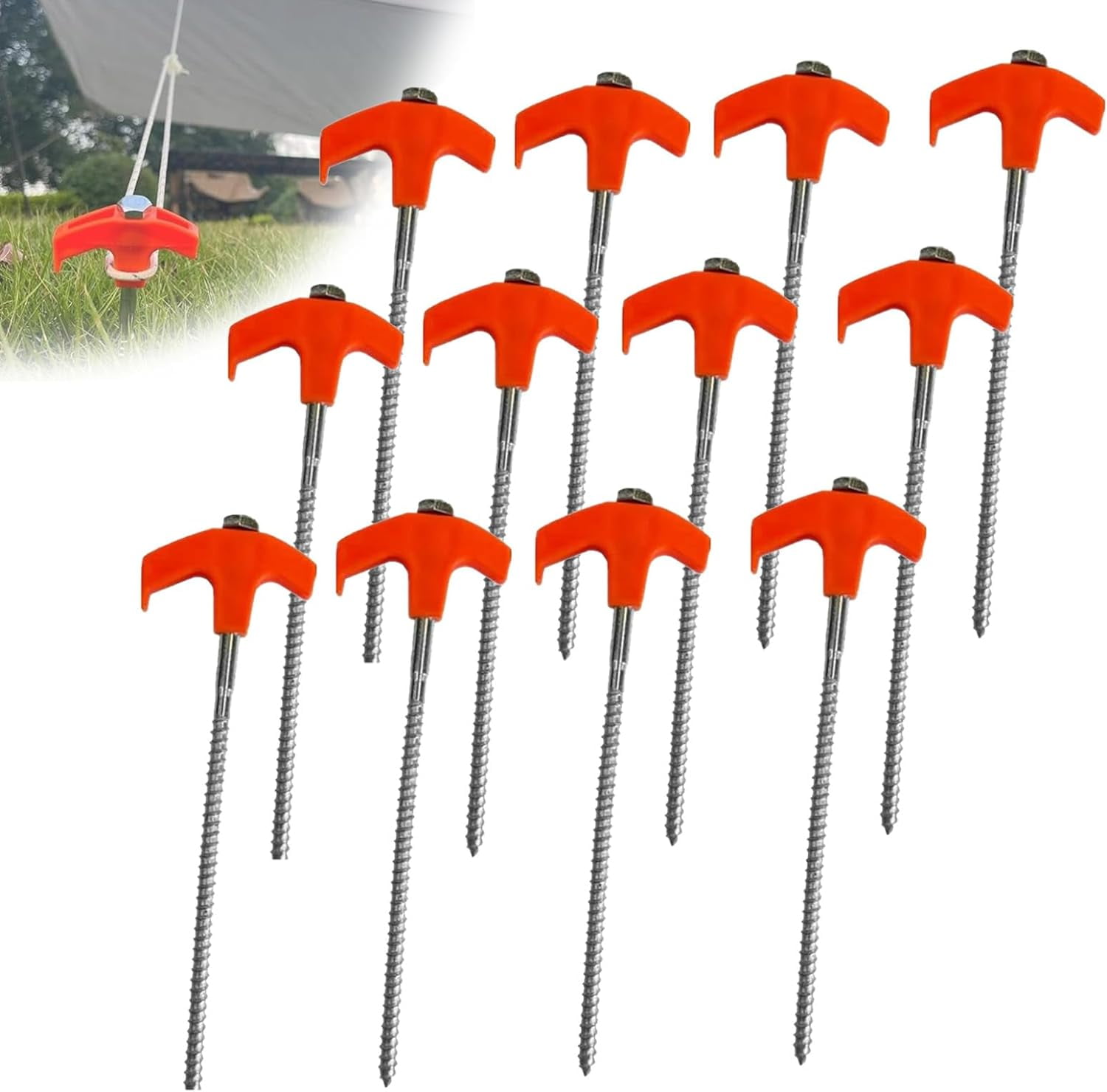 8" Screw in Tent Stakes Ground Anchors Screw,Tent Pegs Camping Stakes