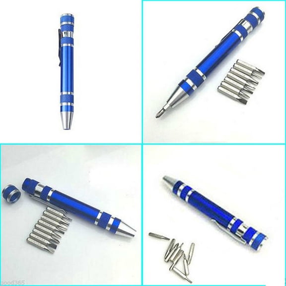 8* Screwdriver Bits Pen Style Screwdriver Blue Electronics Jewellery Laptop Mini Mobile Precision Spectacles New Smile Home