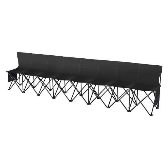 8 Seat convenient Folding Bench with Back Rest, Side Pockets & Carrying Bag for Soccer Football Baseball Camping