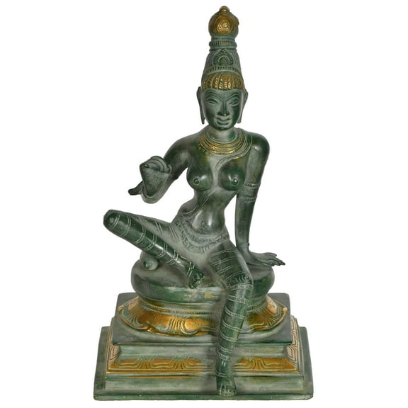 8" Seated Uma Bhogashakti (Goddess Parvati) In Brass | Handmade | Made In India - Brass Statue