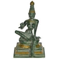 8" Seated Uma Bhogashakti (Goddess Parvati) In Brass | Handmade | Made In India - Brass Statue