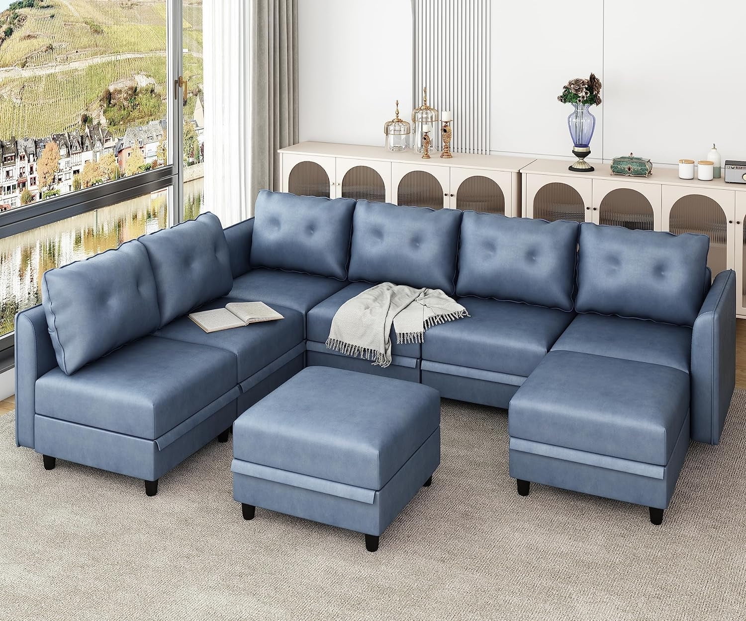 8Seater Modular Sleeper Sectional, Navy Blue
