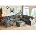 thumbnail image 1 of BEDEEP 155.9'' Modular Sectional Sofa with Storage Ottoman, U Shaped Chenille Cloud Couch, Convertible 8-Seater Sofa with Chaise for Living Room, Gray, 1 of 10