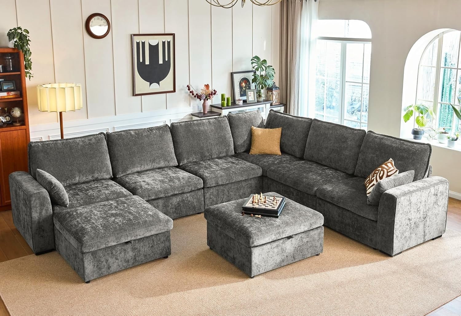 BEDEEP 8-Seater Oversized Modular Sofa Comfy Cloud Couch with Storage ...