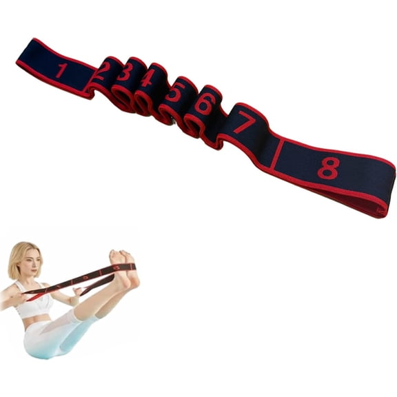 8-Section Multi-Loop Fitness Resistance Band for Stretching and Yoga, Numbered Elastic Training Strap for Flexibility and Strength