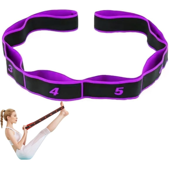 8-Section Numbered Resistance Band for Stretching, Yoga, Pilates and Fitness Training with Adjustable Intensity Levels