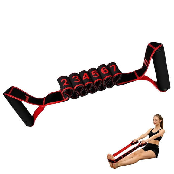 8 Section Resistance Band for Yoga, Stretching, Pilates & Fitness Training - Adjustable Red