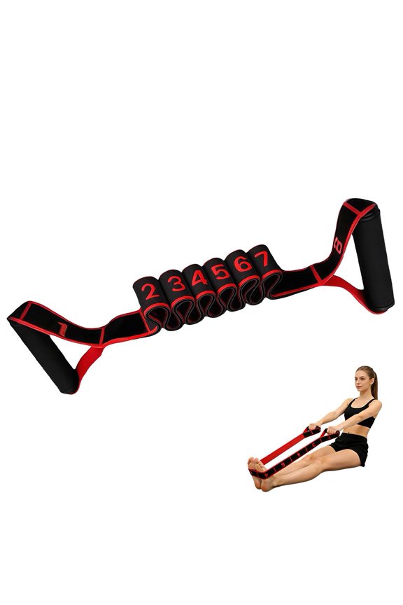 8 Section Resistance Band for Yoga, Stretching, Pilates & Fitness Training - Adjustable Red