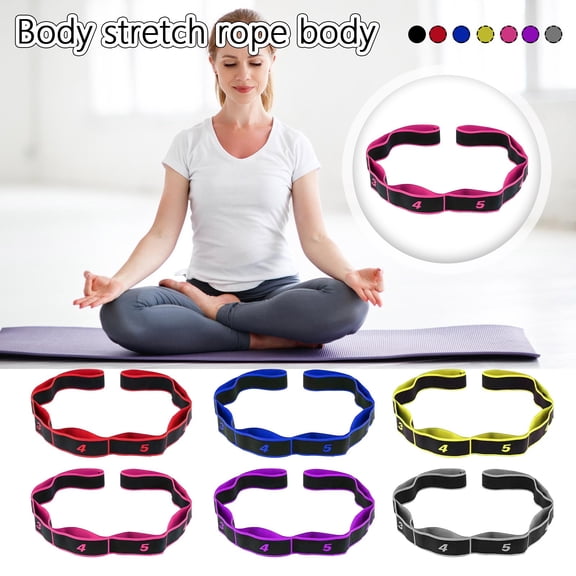 8 Section Style Dance Yoga Stretching Belt Yoga Pilates Fitness Tension Belt Digital Stretching Elasticity (Gray)