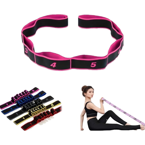 8 Segment Pilates Stretching Band,Numbered Resistance Band for Glutes,Fitness Resistanceband for Stretching and Yoga,Pull Rope Fitness Rope Training with Number,Tension for Physical Dance Pilates