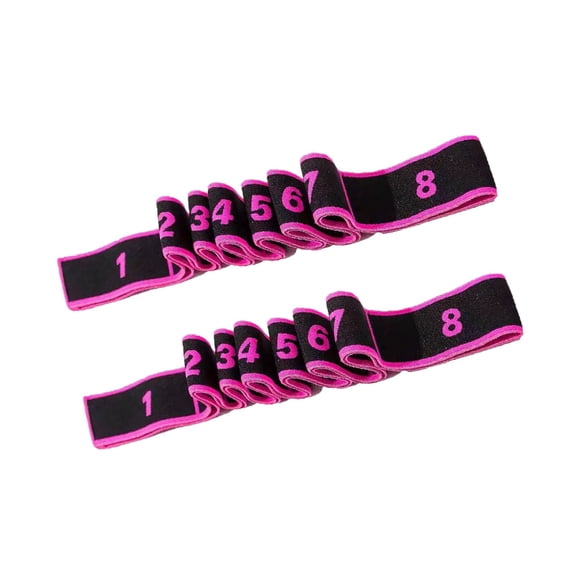 8 Segment Yoga Resistance Band for Stretching Exercises, Resistance Band, Exercise Stretching, 2 Piece Elastic Fabric Soft and Reinforced, Home Gym Workout for Adults and Beginners, Hot Pink