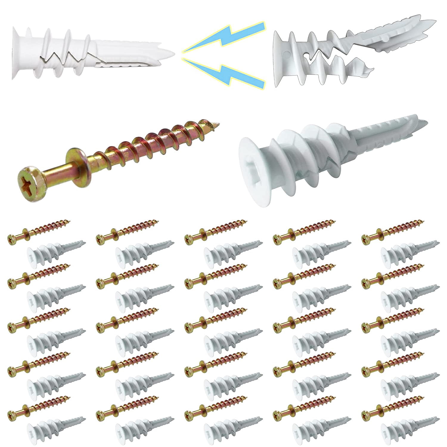 8 SelfDrilling Plastic Drywall Anchors with Bear Claw Double Head