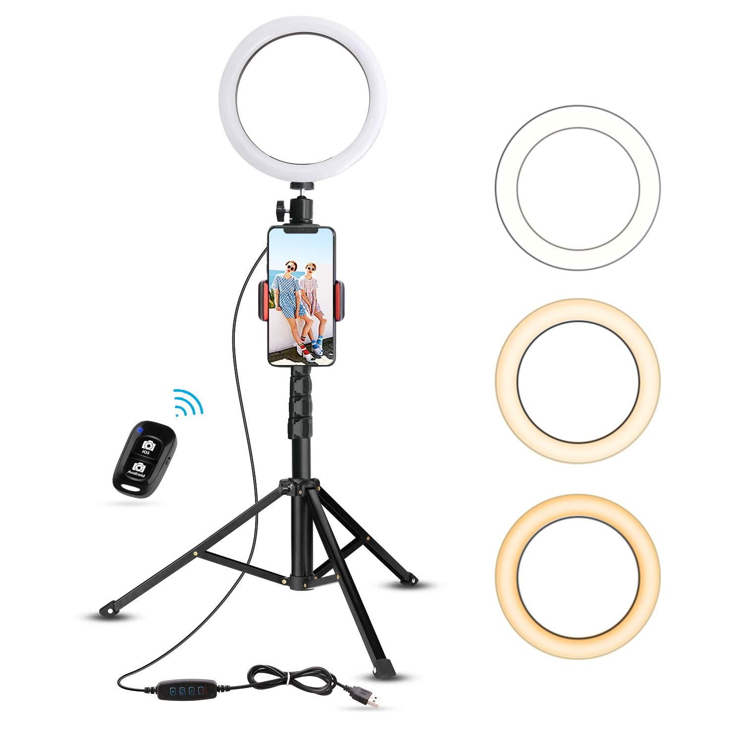 RGB LED Ring Light Phone Holder Photography Fill Light 2M Tripod Dimmable  RGB Selfie Set - Aisaen