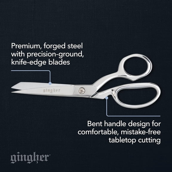 8" Serrated Dressmaker's Fabric Scissors with Protective Sheath - 8" Stainless Steel Shears - Knife Edge Fabric Scissors - Silver