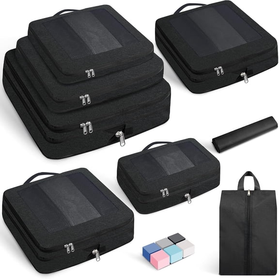 8 Set/6 Set/4 Set Compression Packing Cubes for Travel, Lightweight Vacation Travel Essentials, Travel Accessories for Suitcase Organizer Bags Set, Durable Luggage Organizer