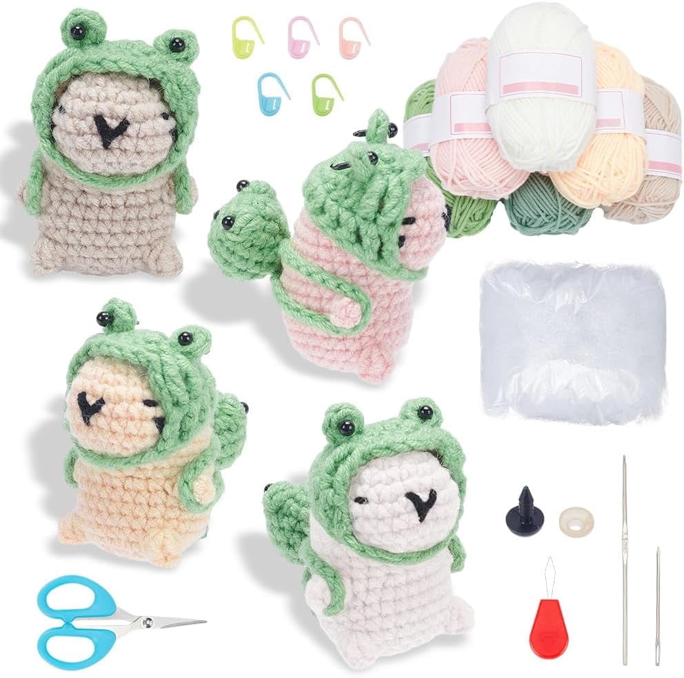 Crochet Kit For Beginners – Green Dinosaur Animal Kit With Video Tutorials, Includes All Supplies