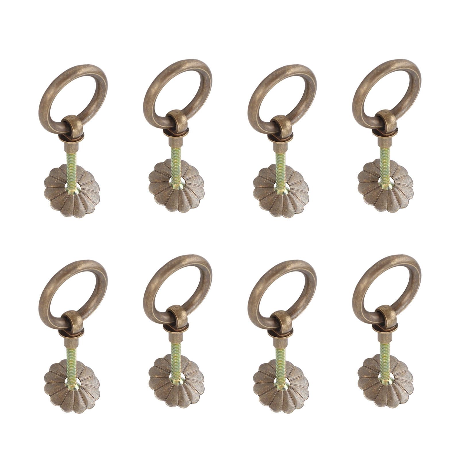 8 Set Bronze Antique Brass Ring Pulls Handles Vintage Antique Brass