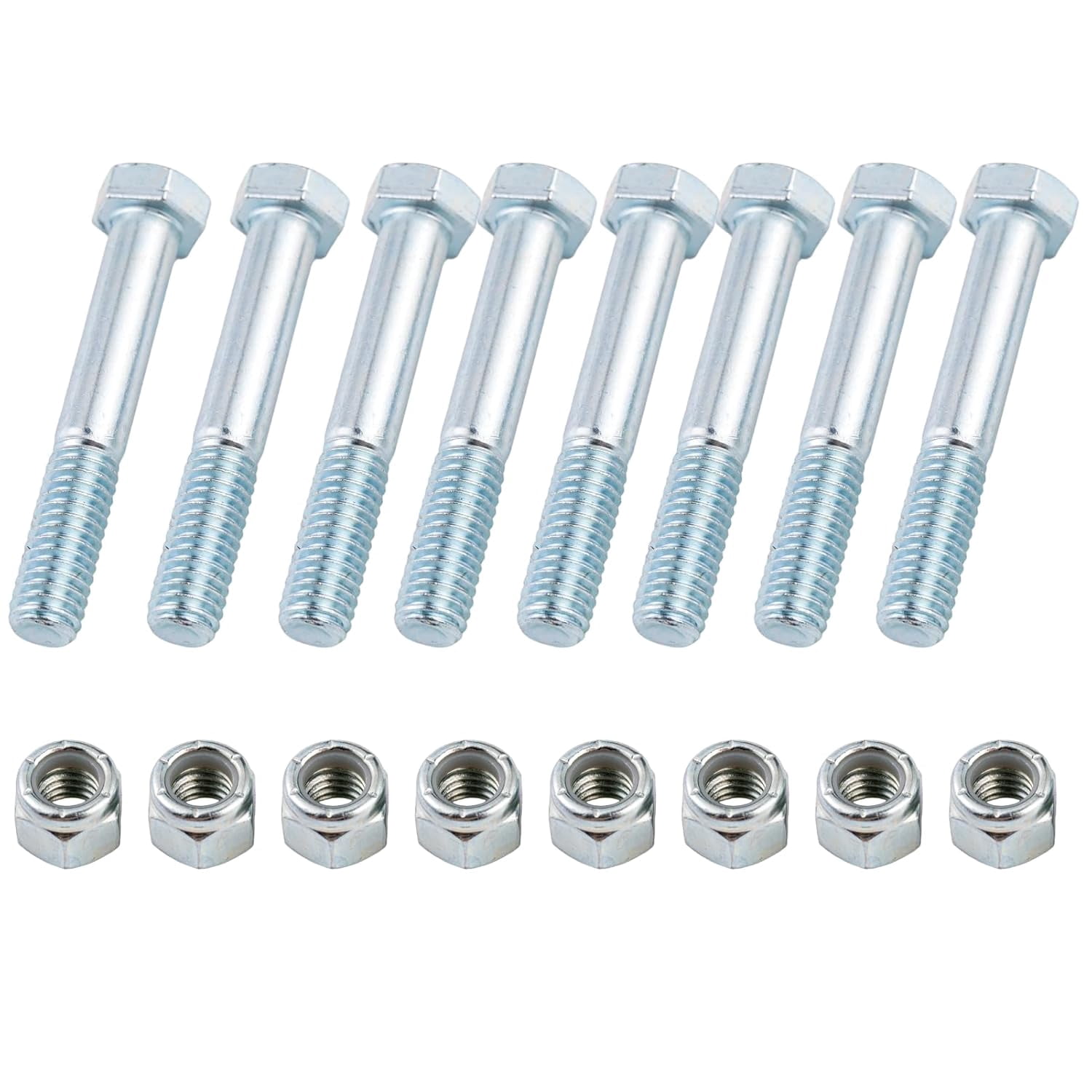 8-Set Caster Wheel Bolts and Nuts, 3/8"-16 x 2.36 Long,Galvanized Carbon Steel,Hex Head Screws with Nylon Lock Nuts, Replacement Hardware for Handcarts, Dollies and Utility Carts.
