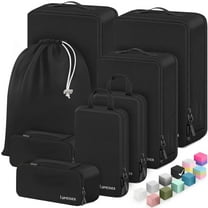 8 Set Compression Packing Cubes for Travel, Waterproof Luggage Organizers, Suitcase Organizer Set for Carry-On & Checked Baggage, Travel Accessories for Men & Women
