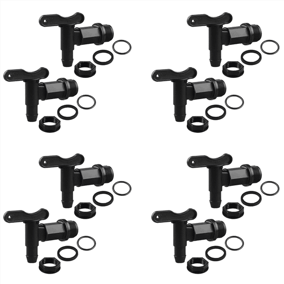 8 Set Drum Spigot Faucet Pail Taps with Gasket Plastic Construction Materials NPT Connection for Plastic Gallon Drums,8 x Drum Spigot Faucet,Black