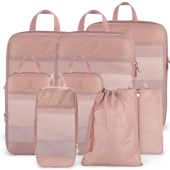 8 Set Expandable Compression Packing Cubes for Suitcases,Lightweight Compressible Travel Packing Organizer for Carry on Suitcase,Organizer Bags Set as Travel Essentials for Women Man