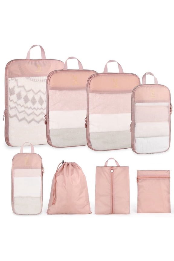 8 Set Mesh Travel Packing Cubes,Lightweight Organizer Bags for Luggage Storage