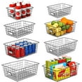 thumbnail image 1 of 8 Set, Extra Large Wire Baskets for Organizing with Lables, Cabinet Pantry Organization and Storage Bins - Metal Basket for Kitchen, Laundry, Garage, Fridge, Bathroom Countertop Organizer, Black, 1 of 12