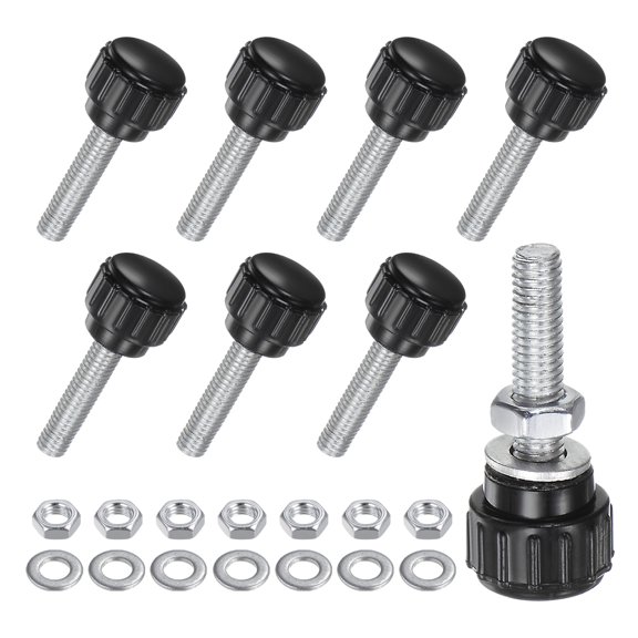 8 Set Knurled Clamping Knobs W Nuts Washers, M5x20mm Male Thread Thumbscrew 14mm