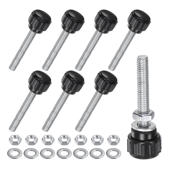 8 Set Knurled Clamping Knobs with Nuts Washers, M5x30mm Male Thread Thumbscrew