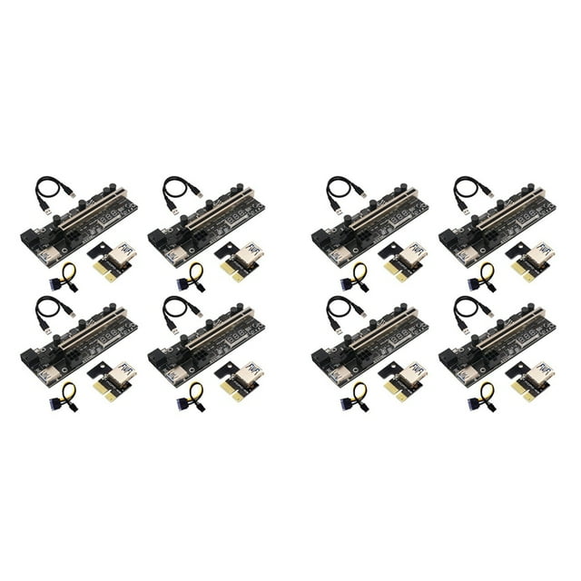 8 Set PCIE Riser 1X to 16X Graphic Extension with Temperature Sensor