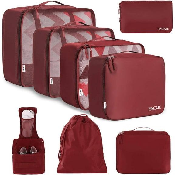 8 Set Packing Cubes Luggage Packing Organizers for Travel Accessories-Wine Red