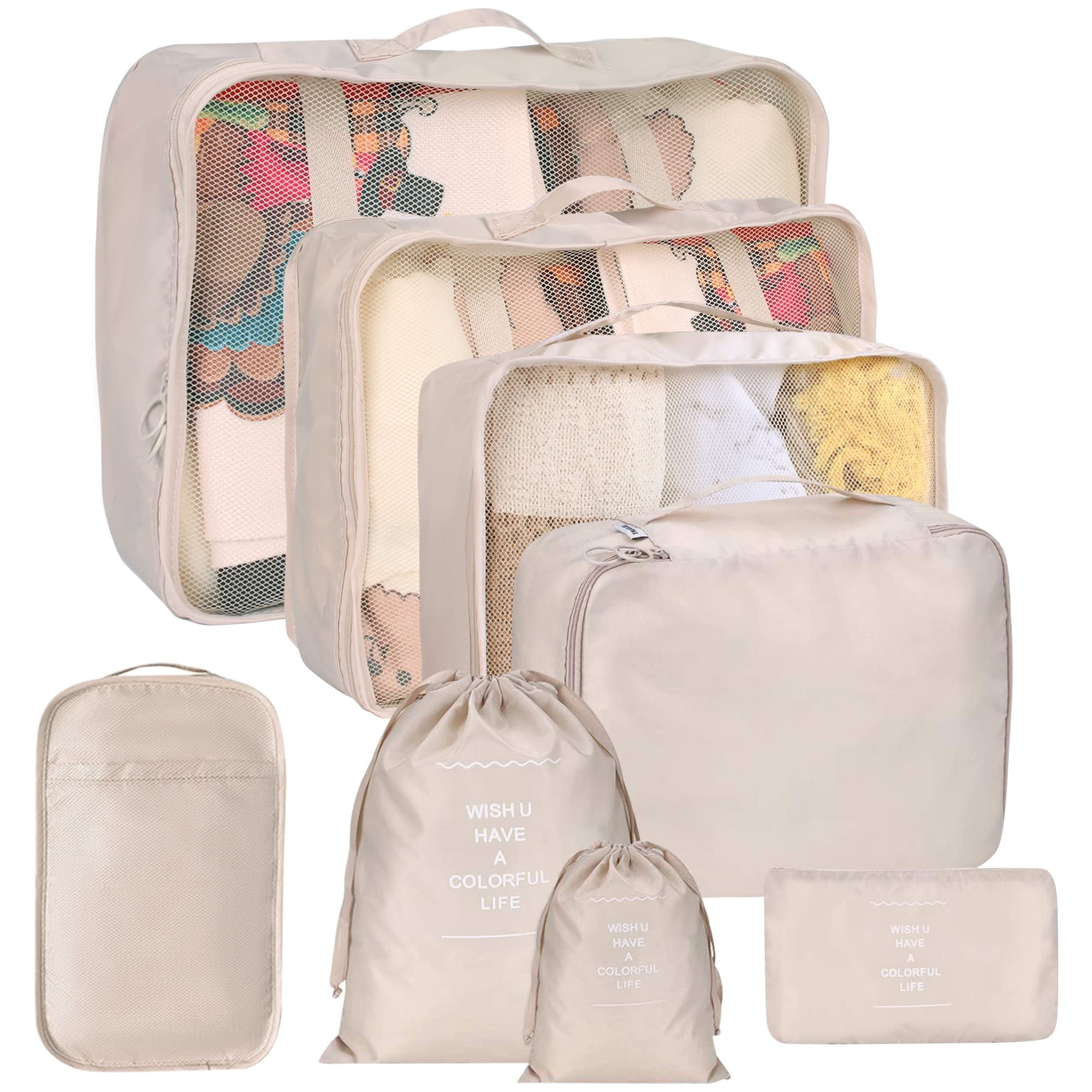 8 Set Packing Cubes for Suitcases DISEN Travel Luggage Packing Organizers with Laundry Bag Compression Storage Shoe Bag Clothing Underwear Bag for Man Women Walmart