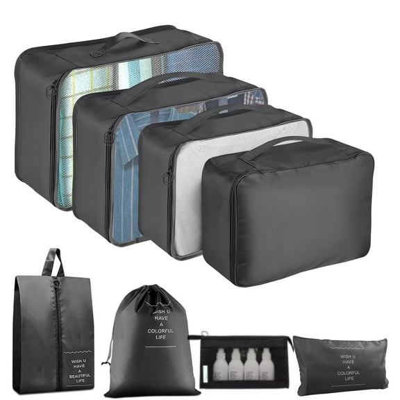 8 Set Packing Cubes for Suitcases,Compression Luggage Organizer for Travel Essentials,Large Mesh Packing Cubes