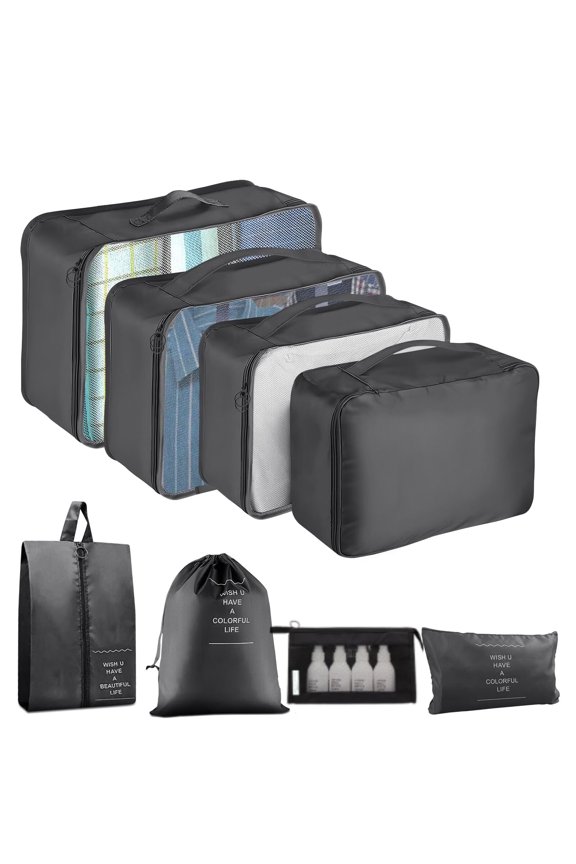 8 Set Packing Cubes for Suitcases,Compression Luggage Organizer for Travel Essentials,Large Mesh Packing Cubes