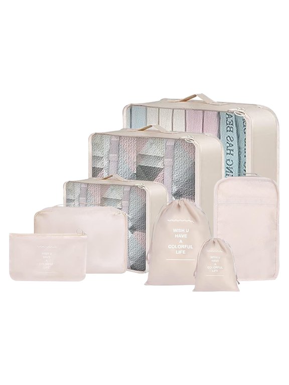8 Set Packing Cubes for Suitcases, Travel Packing Organizers Packing Cubes for Travel (Beige)
