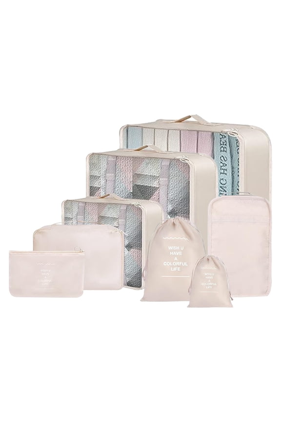 8 Set Packing Cubes for Suitcases, Travel Packing Organizers Packing Cubes for Travel (Beige)