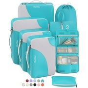 8 Set Packing Cubes for Travel, Luggage Organizer Bags for trip Accessories Essentials,Cubes for Carry on Suitcases (Turquoise)