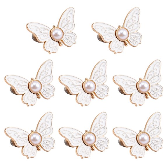 8 Set Pant Waist Tightener Butterfly Buttons Pins for Loose Jeans, No Button, 2025 New Adjustable Waist Buckle Extender Set Pants Clips for Waist, No Sewing for Jeans, Pants, Skirts (A, 8PCS)