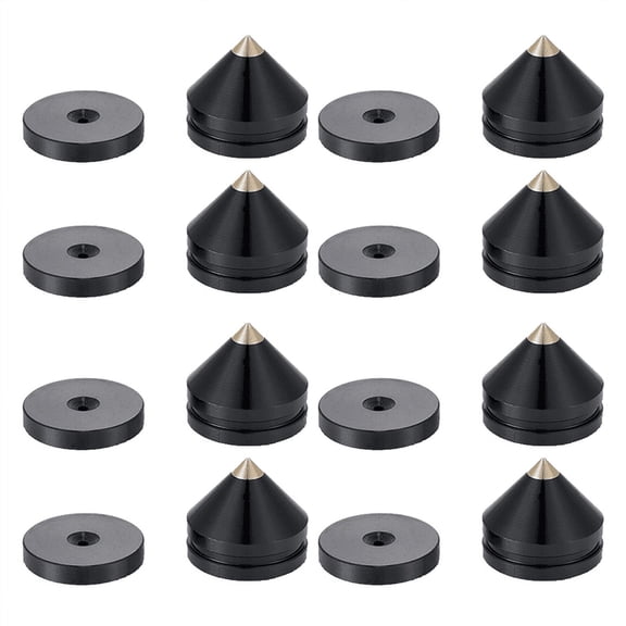 8 Set Speaker Stand Feet Foot Pad Aluminium Alloy Metal Spikes Cone Floor Nail Black