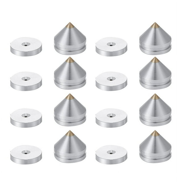 8 Set Speaker Stand Feet Foot Pad Spikes Cone Floor Nail Silver