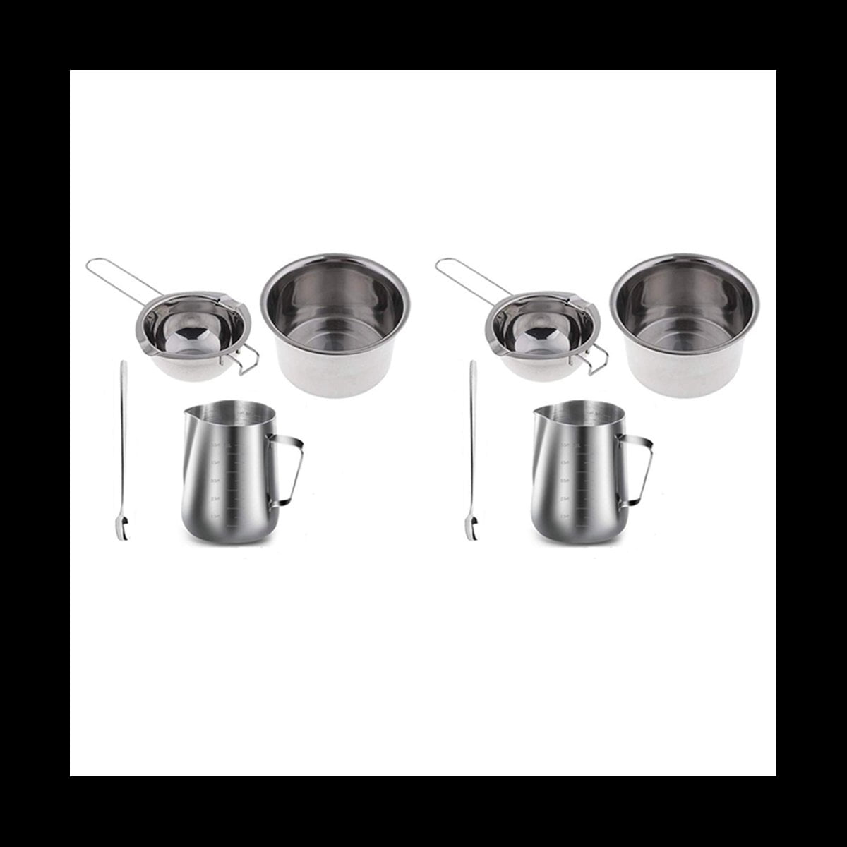8 Set Stainless Steel Double Boiler Long Handle Wax Melting Pot ...