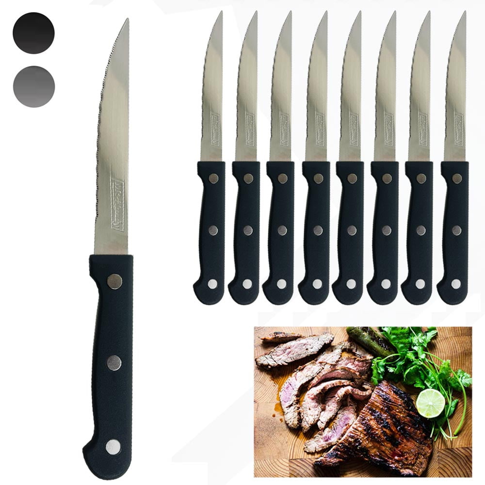 Amorston Steak Knives Set of 8, Stainless Steel Steak Knife Set, Serrated  Steak Knives Dishwasher Safe, Silver
