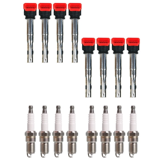 8 Set of 8 ISA Ignition Coils and 8 Spark Plugs Compatible with Audi Q7 2013-2017 3.0L V6 2995cc -ci Replacement for UF529