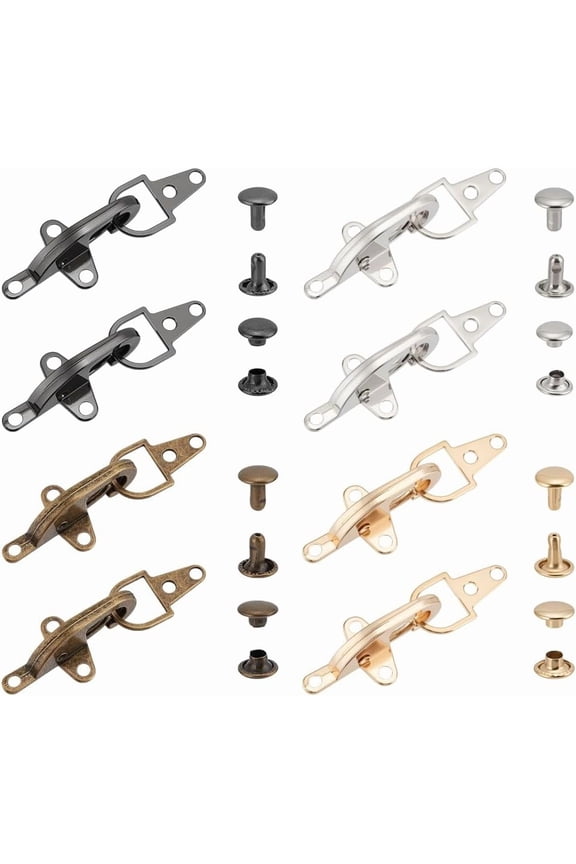 8 Sets 4 Colors Alloy Clothing Accessories Coat Buckles Shirts Dresses Shawl Lobster Clasp Clips with Rivet Cardigan Collar Clips