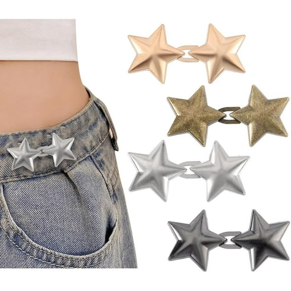8 Sets 4 Colors Star Shape Alloy Adjustable Jean Button Pins Waist Tightener Sewing Fasteners for Mixed Color 41mm 2 sets/color