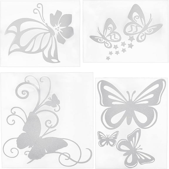 8 Sets 4 Styles Butterfly Car Stickers White Flower Reflective Butterflies Decal Waterproof Viny Film Vehicle Decals Outdoor Bumper Stickers for Women Trucks Vans Laptop Computer Wall Mixed Color