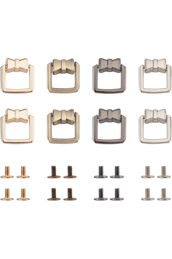 8 Sets Bag Strap Connector Clasp 4 Colors Suspension Clasp for Purse Bowknot Shape Handbag Side Clip Buckles with Loop Ring Metal Rotatable Ring Buckles Backpack Making Hardware Accessory