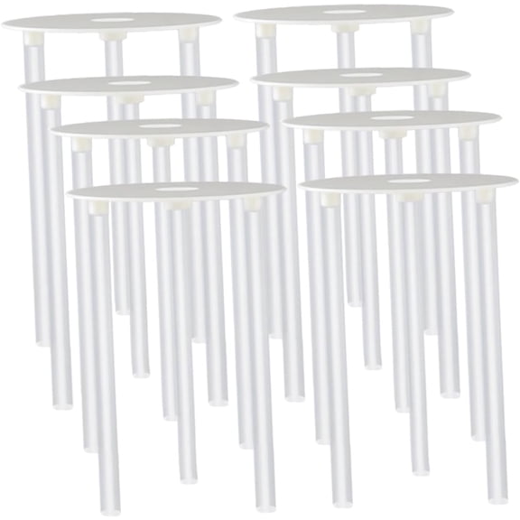 8 Sets Cake Dowel Rods for Tiered Cakes - 8 Inch Separator Plates & Support Straws - White Plastic Piling Columns for Stacking Multi-Layer