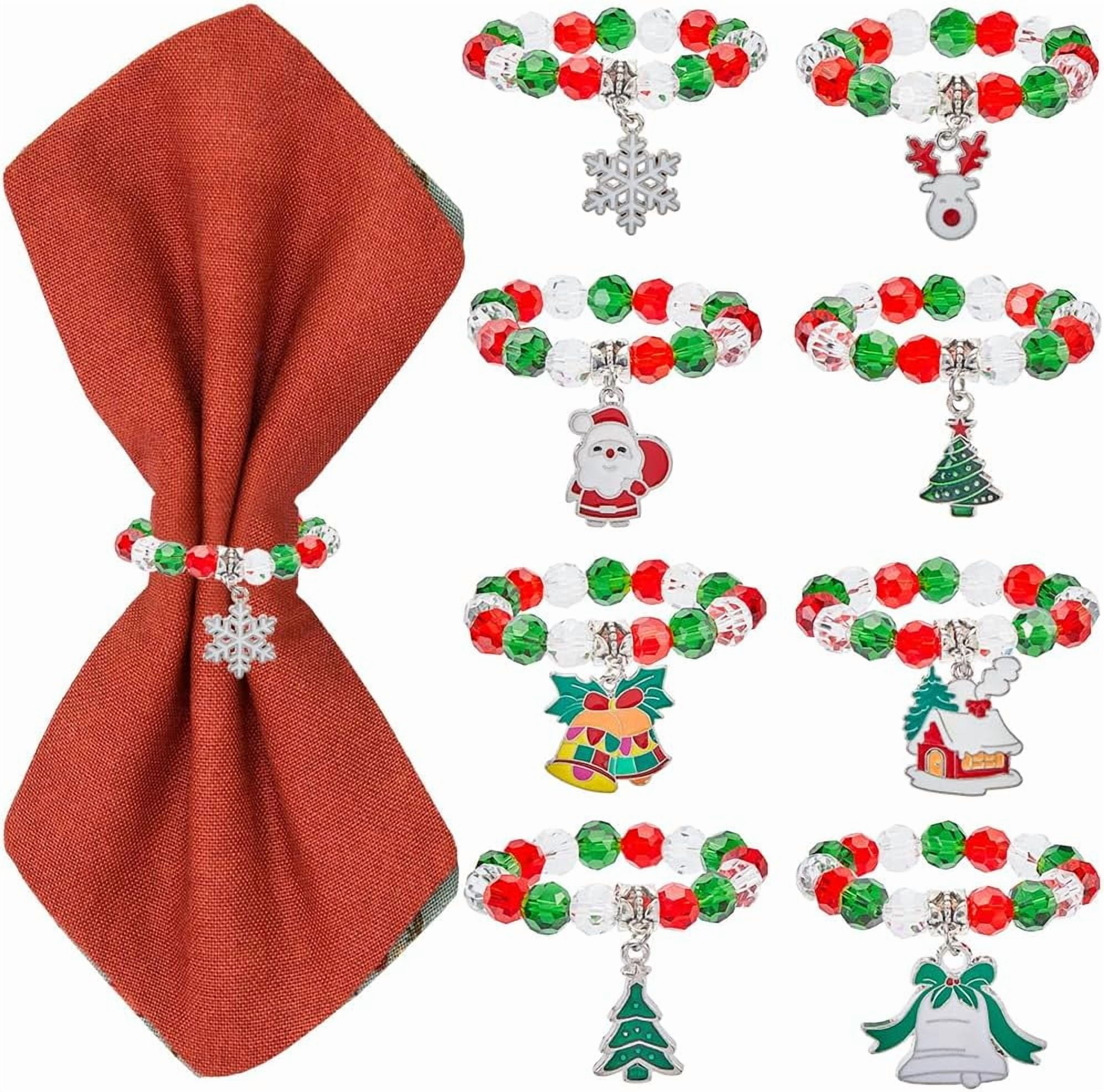 8 Sets Christmas Napkin Ring Sets Holiday Napkin Rings Red Green Beaded — free download